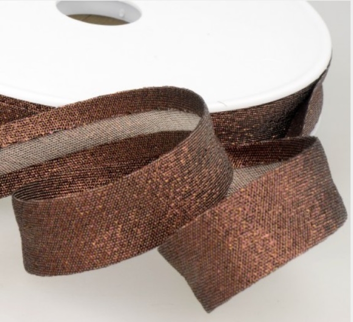 Schrägband metallic 18 mm pro Meter marron