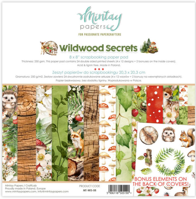 Mintay 8 x 8 Inch Scrapbooking Paper Pad Wildwood Secrets