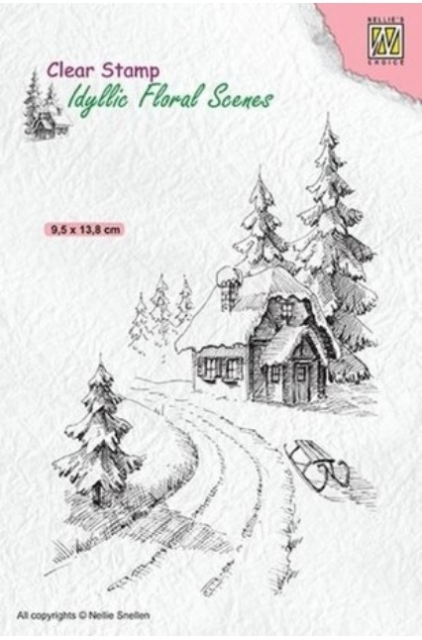 Nellie Snellen Idyllic Floral Scenes Clear Stamps Transparente Stempel Wintery House