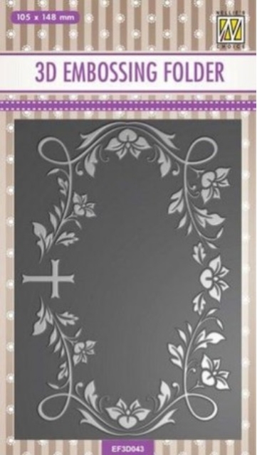 Nellie Snellen 3D Embossing Folder Rectangle Blooming Twigs with Cross
