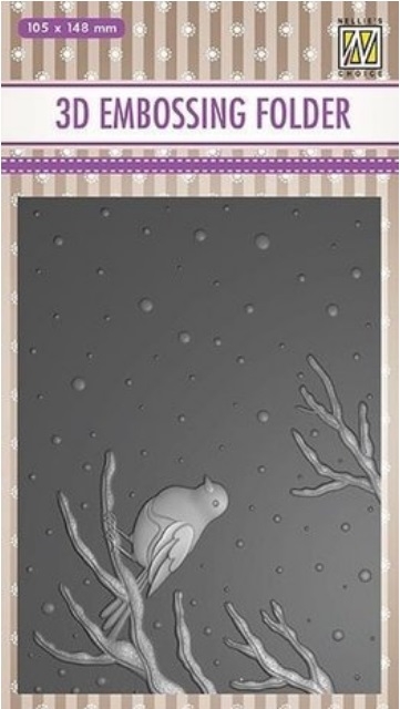 Nellie Snellen 3D Embossing Folder Bird on Branch