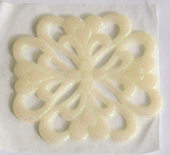 Wachs Ornament weiss irisierend
