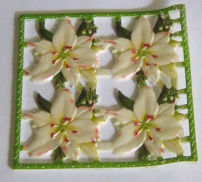 Wachsornament Platte Blumen