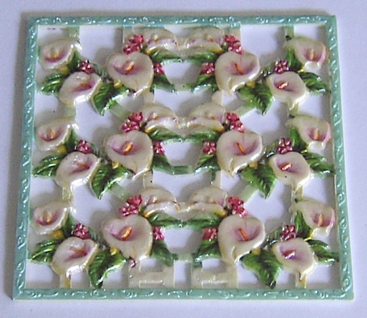 Wachsornament Platte Blüten