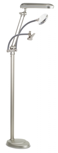 OttLite 3-in-1 Standleuchte Champagner mit Lupe und Klemme 24 Watt