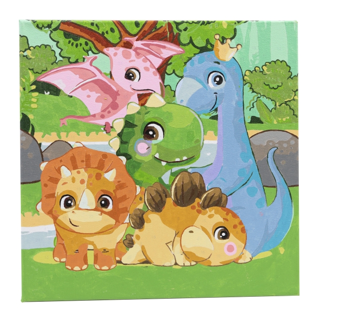Craft Buddy PBN-3030-19 Painting by Numbers Framed Kit Malen nach Zahlen Dinosaurs Family