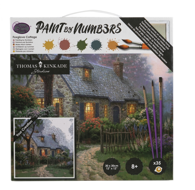 Craft Buddy PBN-TK3030-62 Painting by Numbers Framed Kit Malen nach Zahlen Foxglove Cottage