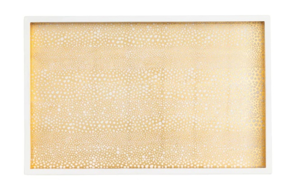 Caspari Tablett Lack Pebble Lacqueur Vanity Tray Gold