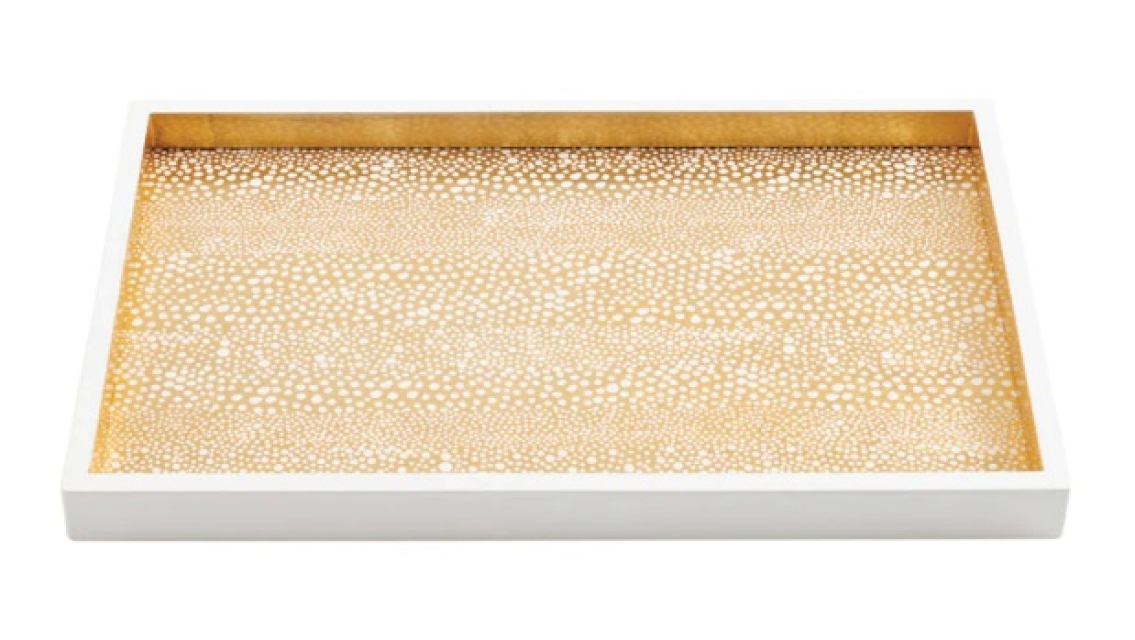 Caspari Tablett Lack Pebble Lacqueur Vanity Tray Gold