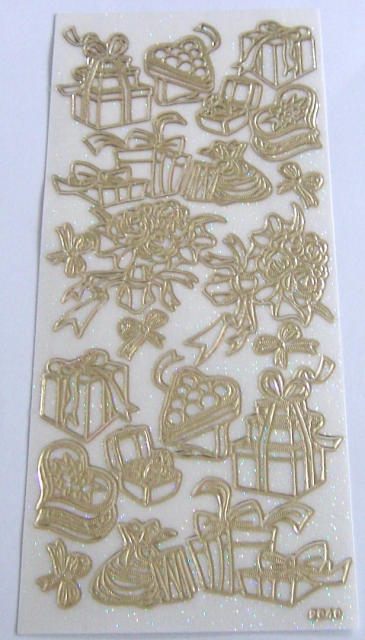 Stickerbogen 10 x 23 cm transparent mit Glitter gold