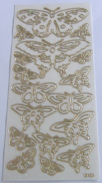 Stickerbogen 10 x 23 cm transparent mit Glitter gold