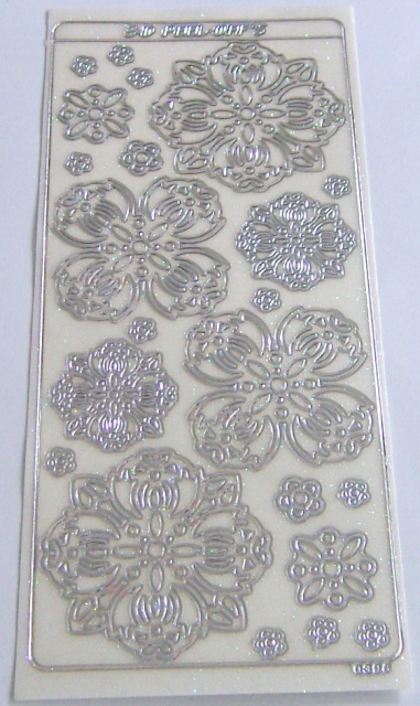 Stickerbogen 10 x 23 cm transparent mit Glitter silber