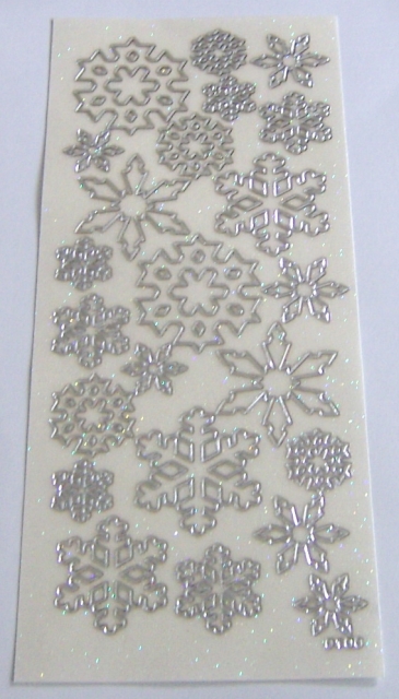Stickerbogen 10 x 23 cm transparent mit Glitter silber
