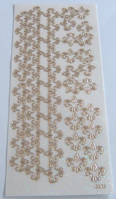 Stickerbogen 10 x 23 cm transparent mit Glitter gold