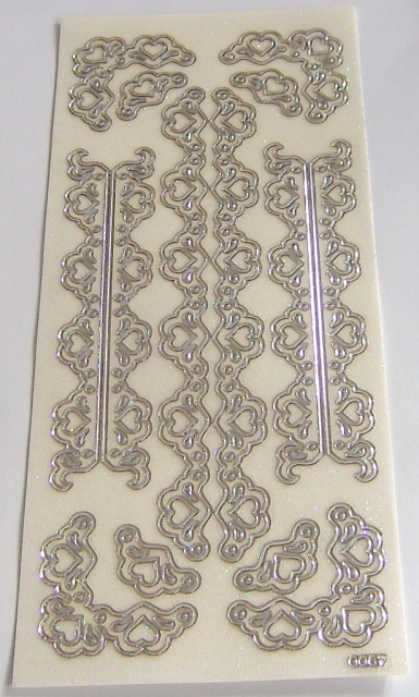 Stickerbogen 10 x 23 cm transparent mit Glitter silber