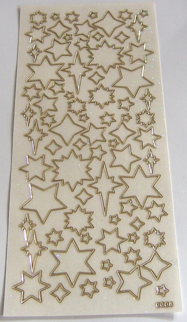 Stickerbogen 10 x 23 cm transparent mit Glitter gold