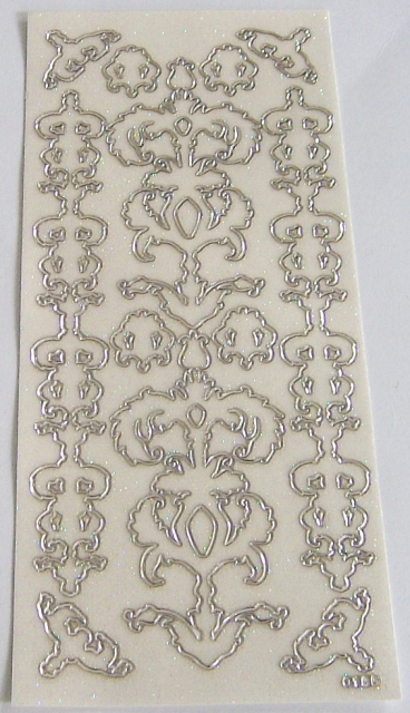 Stickerbogen 10 x 23 cm transparent mit Glitter silber