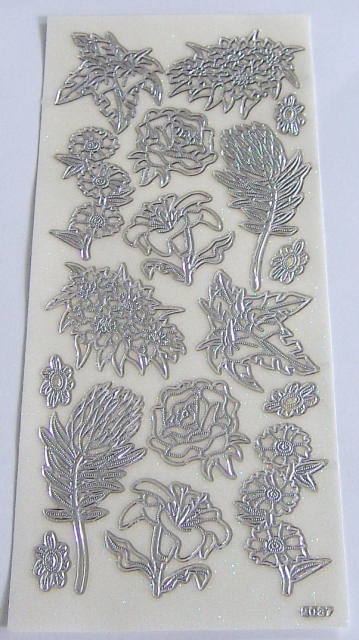 Stickerbogen 10 x 23 cm transparent mit Glitter silber