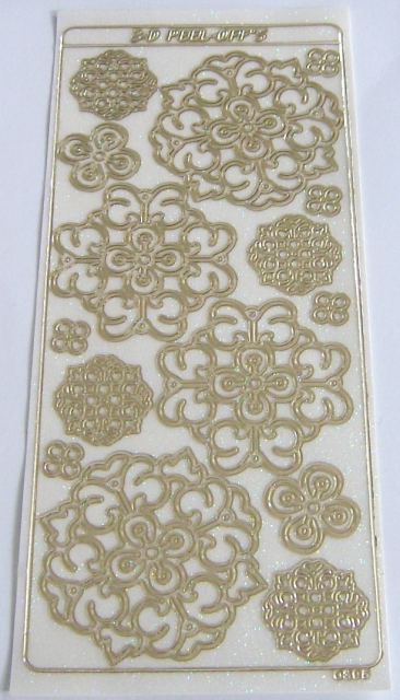 Stickerbogen 10 x 23 cm transparent mit Glitter gold