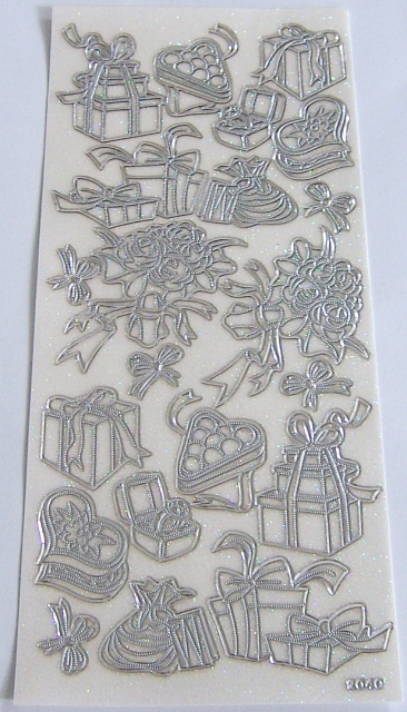 Stickerbogen 10 x 23 cm transparent mit Glitter silber