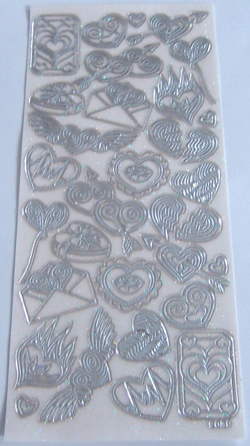 Stickerbogen 10 x 23 cm transparent mit Glitter silber