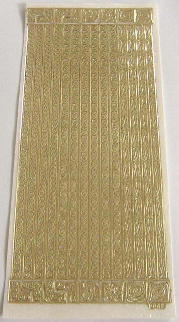 Stickerbogen 10 x 23 cm transparent mit Glitter gold