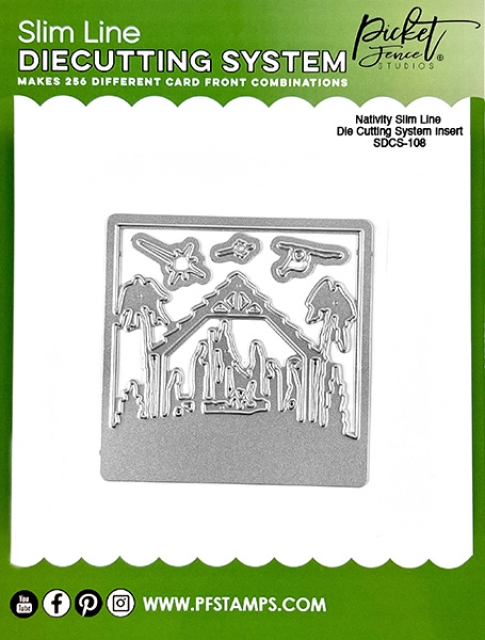 Picket Fence Studios Die / Schneideschablone Slim Line Die Cutting System Insert 4 x 4 Inch Nativity