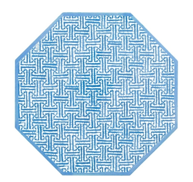 Caspari Octagonal Lacquer Placemat in Blue