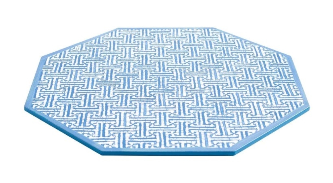Caspari Octagonal Lacquer Placemat in Blue