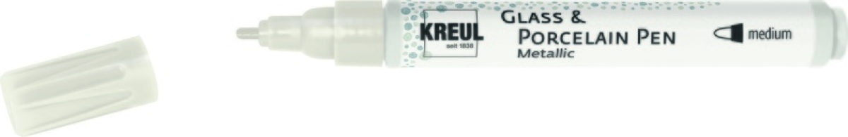 Kreul Glass & Porcelain Pen Metallic medium Perlmutt-Weiß