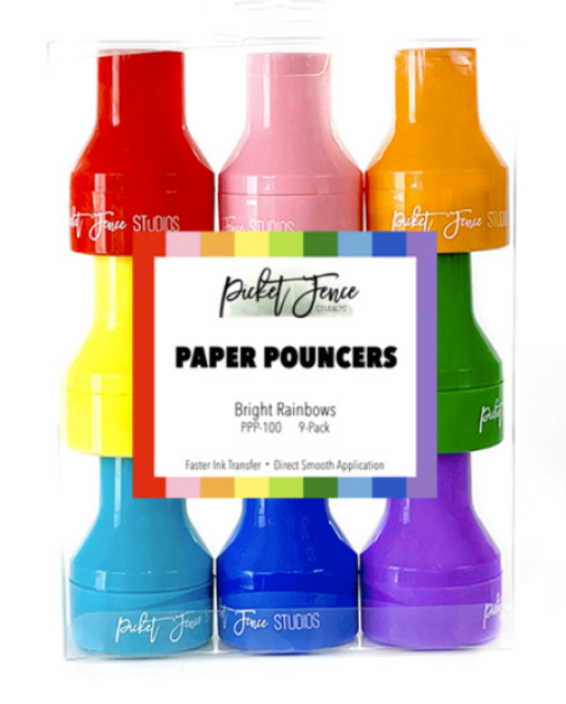 Picket Fence Studios Paper Pouncers Bright Rainbow 9 Stück