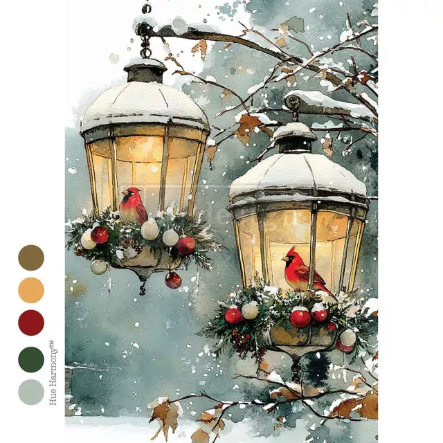 Re-Design with Prima A4 Decoupage Fiber Decoupage Papier Cardinal Christmas