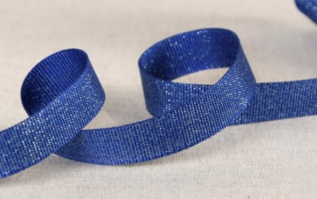 Metallisiertes Ripsband 15 mm pro Meter royalblau