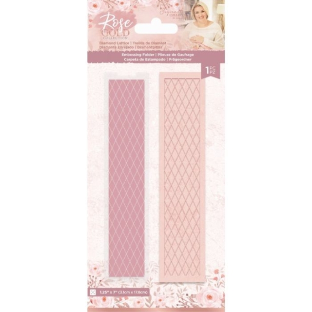 Crafters Companion Rose Gold Embossing Folder Prägeschablone Diamond Lattice Diamant Gitter