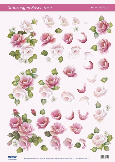 Reddy Cards 3D-Stanzbogen Rosen rosa