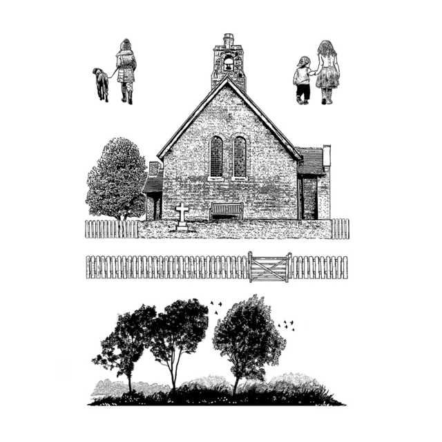 Crafty Individuals Unmounted Rubber Stamps Red Brick Church