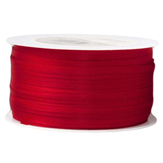 Doppelsatinband pro Meter 3 mm breit rot