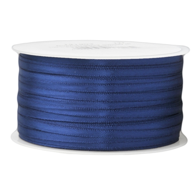 Doppelsatinband pro Meter 3 mm breit dunkelblau