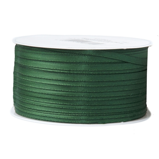 Doppelsatinband pro Meter 3 mm breit dunkelgrün