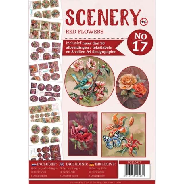 Amy Design Push Out Book Scenery 17 Red Flowers