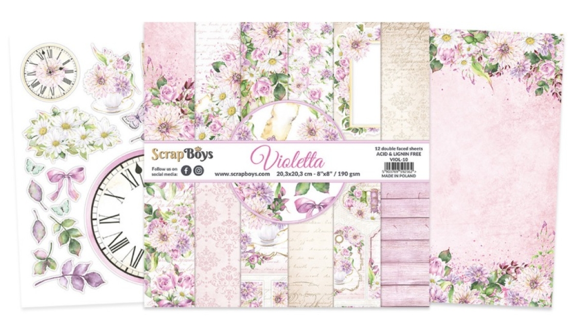 ScrapBoys Violetta 8 x 8 Inch Paper Pad