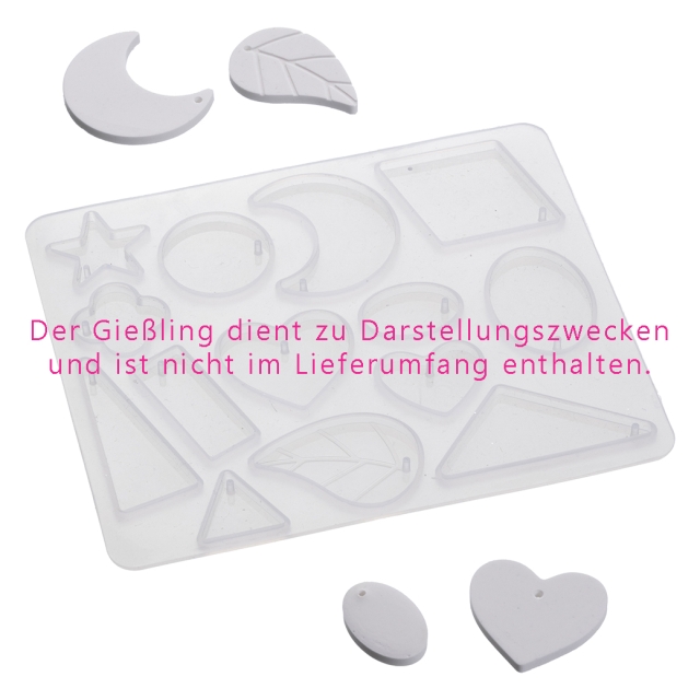 Silikonform Hänger sortiert,1 x 1,5 - 2,6 x 3,8 cm, 14 - fach