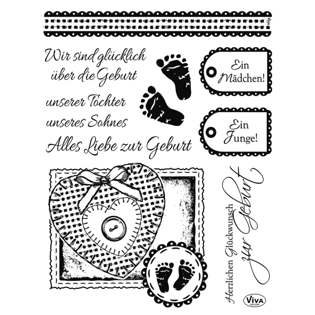 VIVA Decor Transparente Silikon-Stempel "Geburt" II