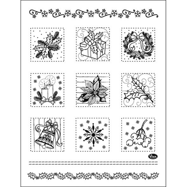 VIVA Decor Transparente Silikon-Stempel "Weihnachtspatchwork"