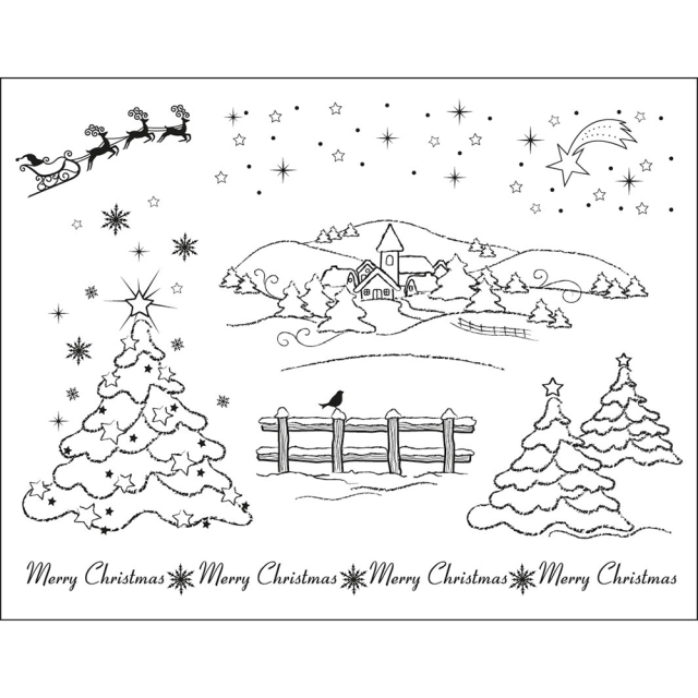 VIVA Decor Transparente Silikon-Stempel "Weihnachtslandschaft"