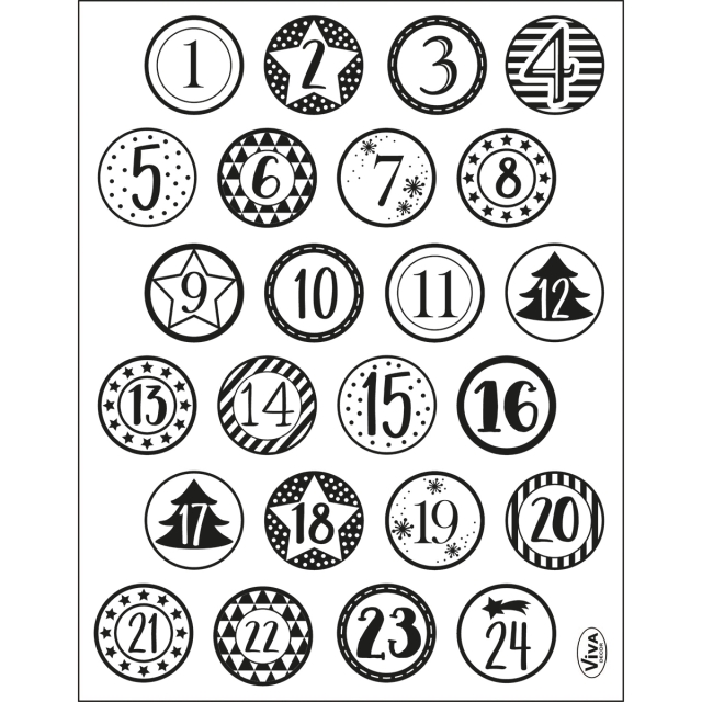 VIVA Decor Transparente Silikon-Stempel Adventskalenderzahlen