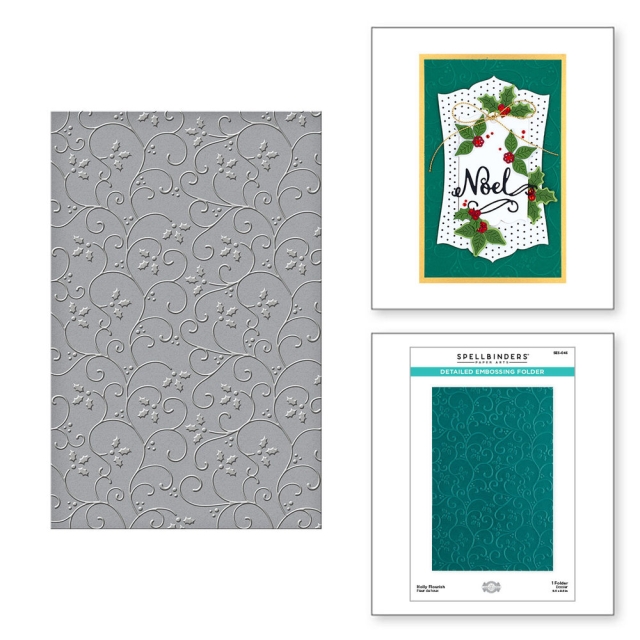 Spellbinders Holly Flourish Detailed Embossing Folder