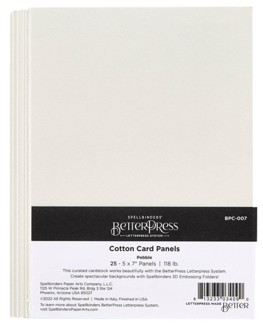 Spellbinders Better Press Cotton Card Panel 5 x 7 Inch pro Blatt Pebble