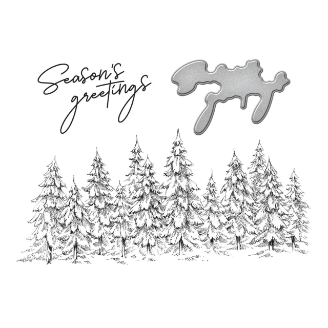 Spellbinder Seasons Greetings Evergreens Press Plate & Cutting Die