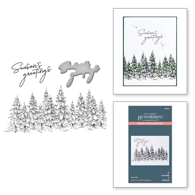 Spellbinder Seasons Greetings Evergreens Press Plate & Cutting Die